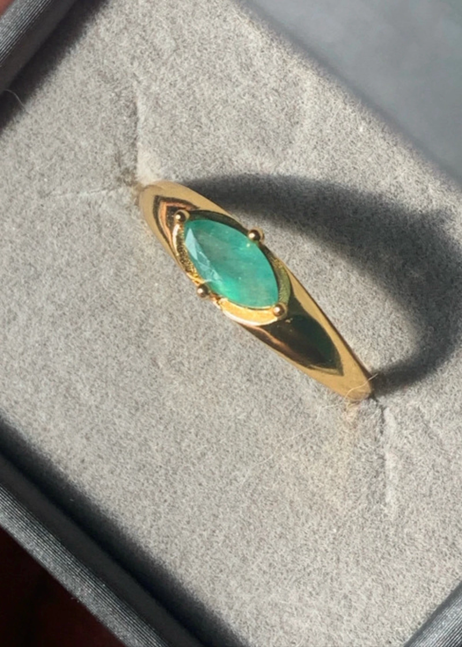 925 silver ring gold plated with natural emerald – photo 3